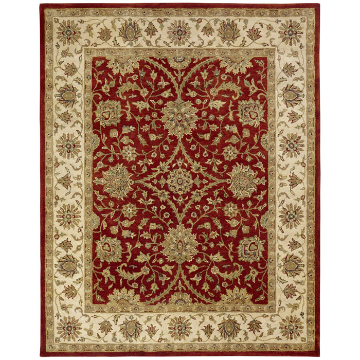 Meridian Rugmakers Chaudhary Oriental Handmade Tufted Wool Red/Beige